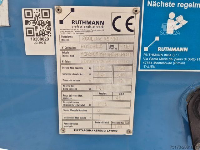 Çalışma platformlu kamyon MERCEDES-BENZ Sprinter 314CDI Hubsteiger Ruthmann EcolineRS200