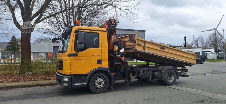 3 yönlü damper MAN TGL12.250PS 4x2 Kipper mit Kran+Funk