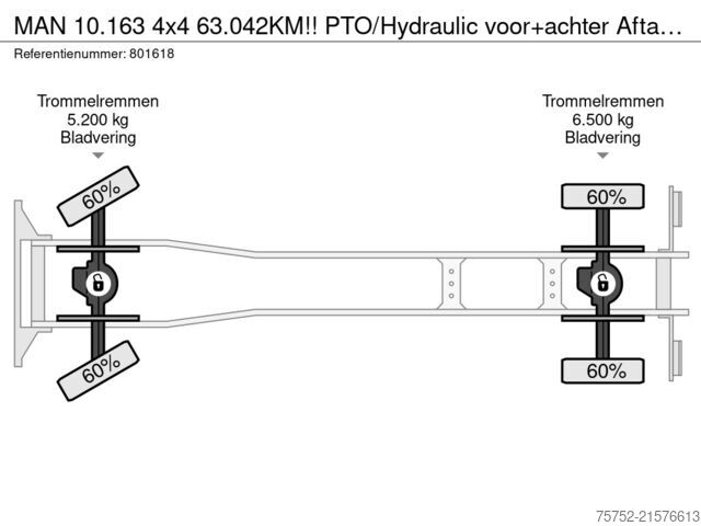 3 taraflı damper MAN 10.163 4x4 63.042KM!! PTO/Hydraulic voor+achter...