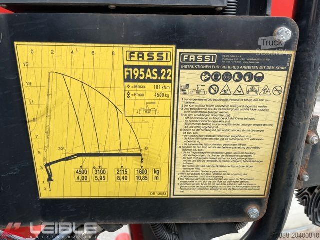 Grue montée sur camion MAN TGX 26.440 6x2-4LL Baustoff*Fassi F195 AS.22*