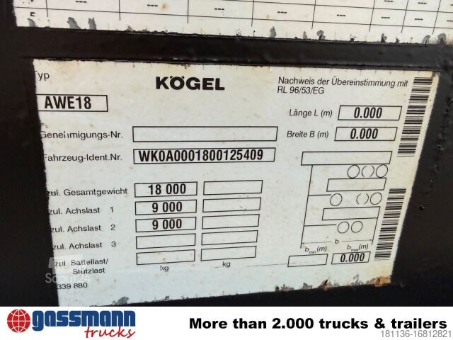 Anhänger-Wechselfahrgestell Koegel AWE 18