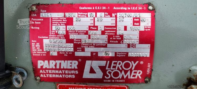 Générateur sans entraînement Leroy Somer Stromerzeuger