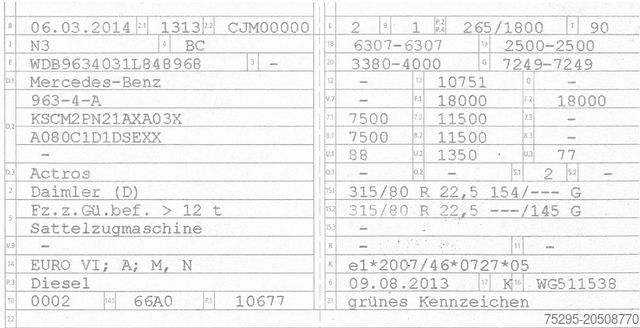 Trattore stradale standard MERCEDES-BENZ Actros 1836 Kipphydraulik StHz 1 Liege TÜV03/26