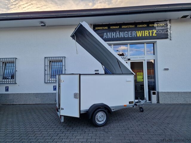 Фургон trailershop Kofferanhänger mit Deckel 245x130x140cm 750kg 100kmH 205cm hoch