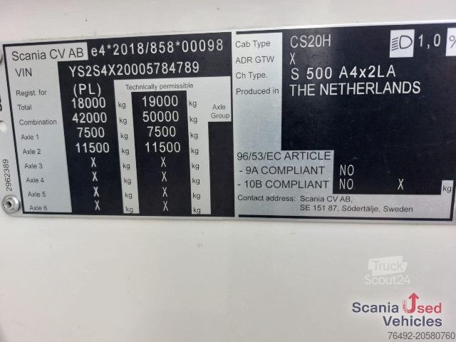 Standard nyergesvontató Scania S 500 A4x2LA Highline 4-Balg Luftfederung LEDER