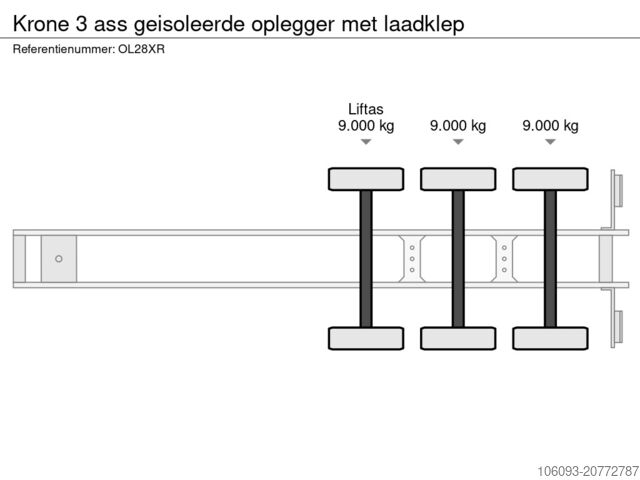 Valigia Krone 3 ass geisoleerde oplegger met laadklep