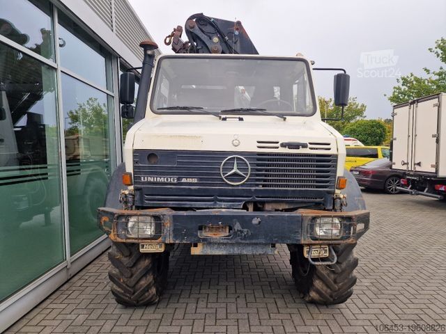 Plato nákladné auto MERCEDES-BENZ Unimog U 2150 Hiab 225 - E 3 Kran 4 x 4 Allrad