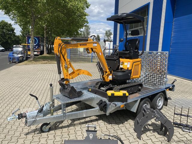 Minirypadlo s nízkozdvižným nakladačem + balíček příslušenství Berger Kraus BK1300JSR mit Kubota Motor + Schwenkarm