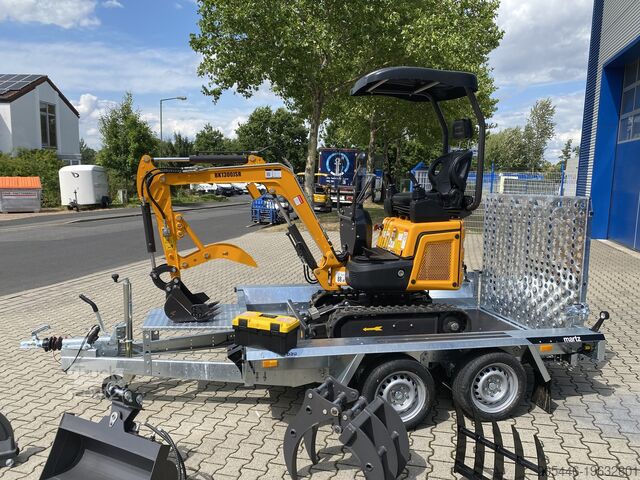 Minirypadlo s nízkozdvižným nakladačem + balíček příslušenství Berger Kraus BK1300JSR mit Kubota Motor + Schwenkarm