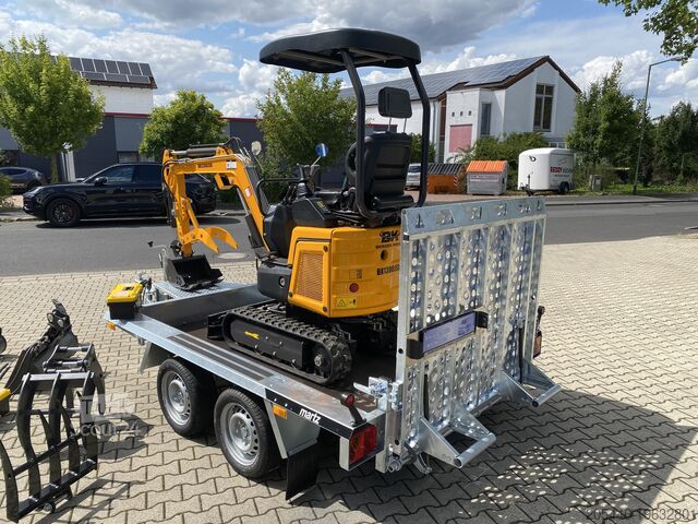 Minirypadlo s nízkozdvižným nakladačem + balíček příslušenství Berger Kraus BK1300JSR mit Kubota Motor + Schwenkarm