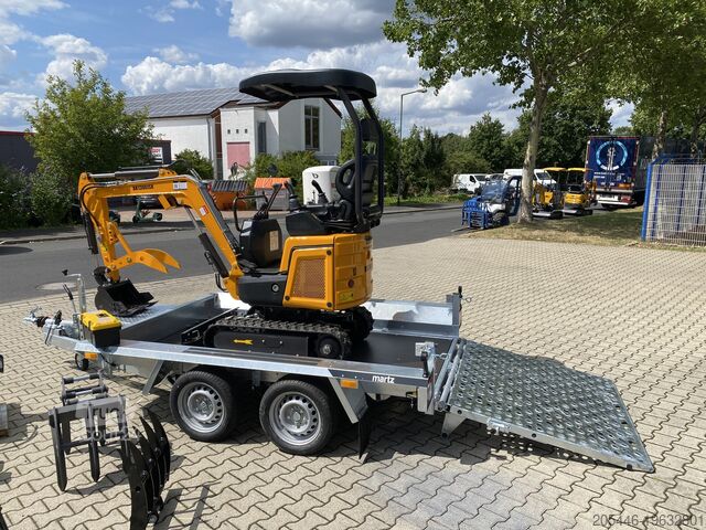 Minirypadlo s nízkozdvižným nakladačem + balíček příslušenství Berger Kraus BK1300JSR mit Kubota Motor + Schwenkarm