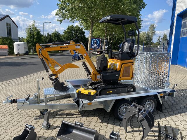 Minirypadlo s nízkozdvižným nakladačem + balíček příslušenství Berger Kraus BK1300JSR mit Kubota Motor + Schwenkarm