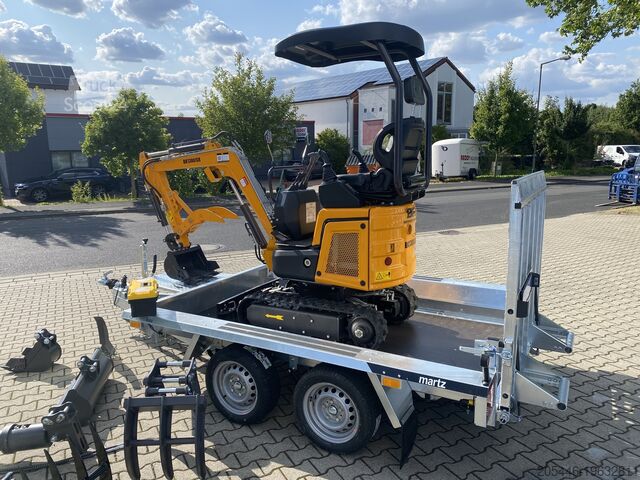 Minirypadlo s nízkozdvižným nakladačem + balíček příslušenství Berger Kraus BK1300JSR mit Kubota Motor + Schwenkarm