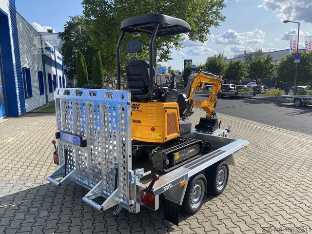 Minirypadlo s nízkozdvižným nakladačem + balíček příslušenství Berger Kraus BK1300JSR mit Kubota Motor + Schwenkarm