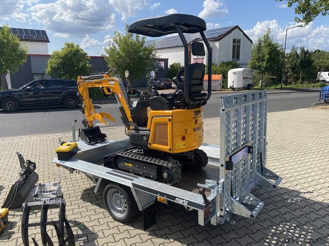 Minirypadlo s nízkozdvižným nakladačem + balíček příslušenství Berger Kraus BK1300JSR mit Kubota Motor + Schwenkarm