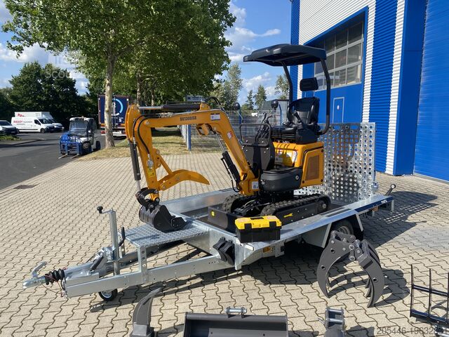 Minirypadlo s nízkozdvižným nakladačem + balíček příslušenství Berger Kraus BK1300JSR mit Kubota Motor + Schwenkarm