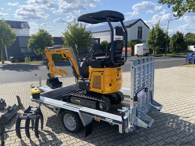 Minirypadlo s nízkozdvižným nakladačem + balíček příslušenství Berger Kraus BK1300JSR mit Kubota Motor + Schwenkarm