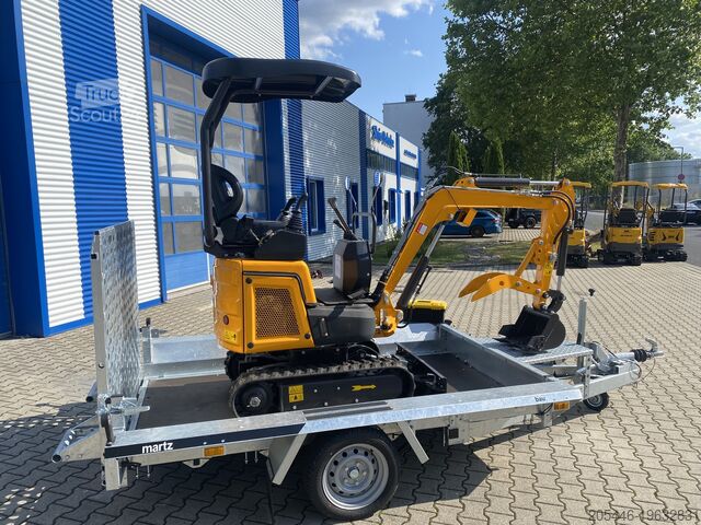 Minirypadlo s nízkozdvižným nakladačem + balíček příslušenství Berger Kraus BK1300JSR mit Kubota Motor + Schwenkarm