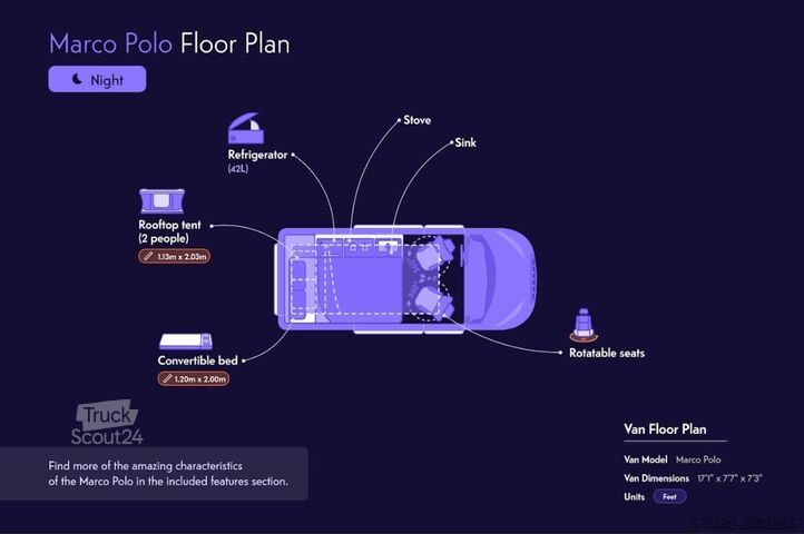 Campervan Mercedes Marco Polo 250d | Luxus-Camper Schlafplätze für2 | Küche +Aufstelldach