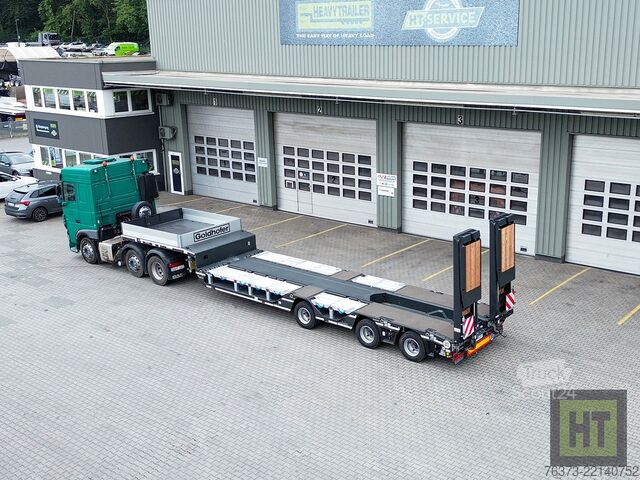 Semirimorchio ribassato Goldhofer 3-(1+2)-A-Tele-Semi-Radmulden-Rampen-zg