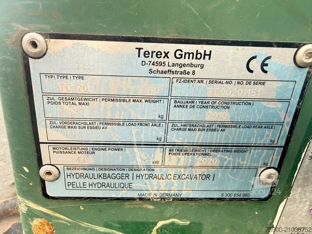 Mini-pelle TEREX Terex TC20 Minibagger inkl 4 Schaufeln !