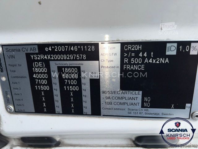 Nákladné vozidlo na nebezpečné materiály SCANIA R 500 A4x2NA  ADR FL, PTO