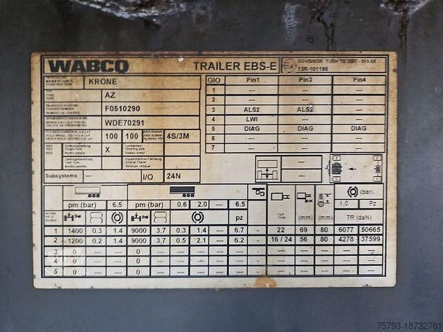 Anhänger Krone Wechselbrücken Anhänger Plane Spriegel Interne Nr. 0319