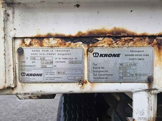 Anhänger Krone Wechselbrücken Anhänger Plane Spriegel Interne Nr. 0319