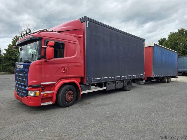 Valníkový nákladní automobil s plachtou SCANIA G410 Volumen, Edscha, Hubdach+Tandemhänger