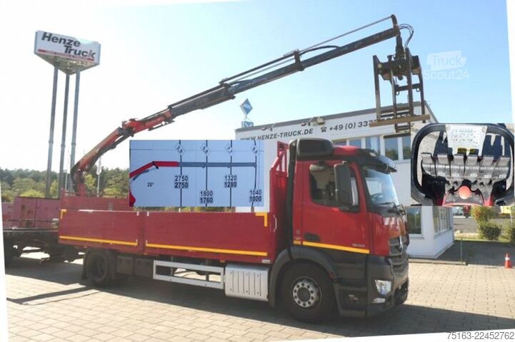 Grua montada em camião MERCEDES-BENZ Antos 1830 L Pritsche Heckkran Funk