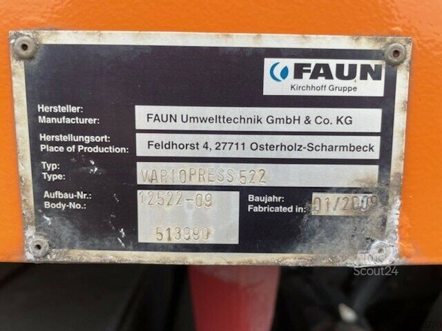 Garbage truck Mercedes-Benz 2633 6x2 R Econic Faun VarioPress 522