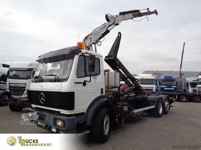 Containertransport (kabelsysteem) Mercedes-Benz SK 2433 Semi-Auto + PTO + Serie 14 Crane + 3 pe...