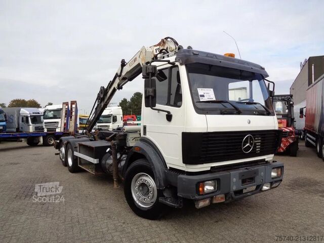 Containertransport (kabelsysteem) Mercedes-Benz SK 2433 Semi-Auto + PTO + Serie 14 Crane + 3 pe...