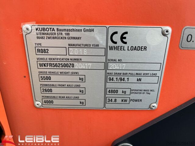 Челен товарач KUBOTA R082*Hydr.Schnellwechsler*Pal.Gabel*nur 539h*