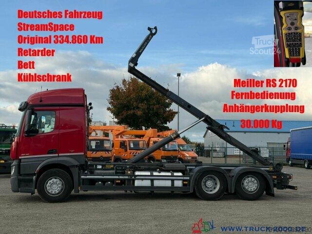 Vozidlo s hákom na kontajnery Mercedes-Benz Actros 2645 StreamSpace Meiller RS21 FB Retarder