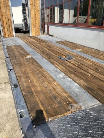 Žemagrindė platforma priekaba Möslein T 3-6,60 VB  3 Achs Tieflader- Anhänger, Luftgefedert, Verbreiterung