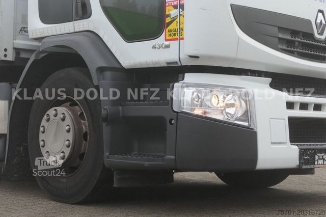 Tenteli düz yataklı kamyon RENAULT Premium 430 Getränkewagen Lift-/Lenkachse EU5