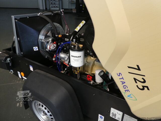 Mobil dieselkompressor 2,5 m² - 7 bar DOOSAN 7/25