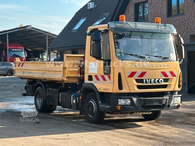 Fourgon benne basculante IVECO EuroCargo 80E19 HMF Ladekran Meiller-DSK