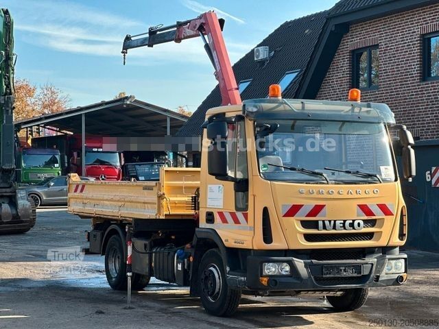 Fourgon benne basculante IVECO EuroCargo 80E19 HMF Ladekran Meiller-DSK