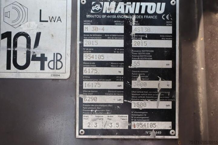 Περονοφόρο ανυψωτικό όλου του εδάφους Manitou M30-4 Diesel, 4x4 Drive, 3t Capacity, Triplex Mast
