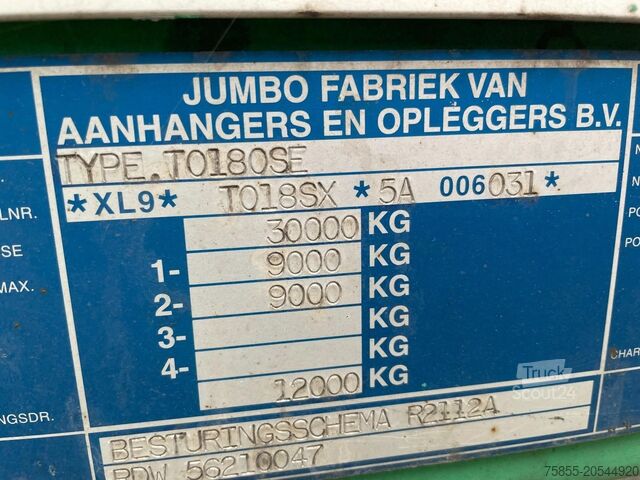 Kayar brandalar Jumbo TO 180 SE City / 11.65 M / Steering / Liftaxle ...