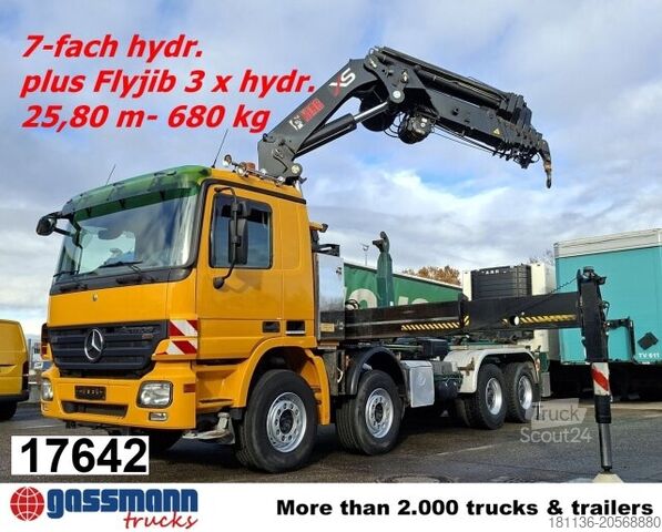 Kroghejselastbil Mercedes-Benz Actros 4146 K 8x4/4, Retarder, Kran Hiab XS 477