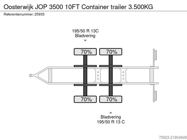 Transporte de contentores Oosterwijk JOP 3500 10FT Container trailer 3.500KG