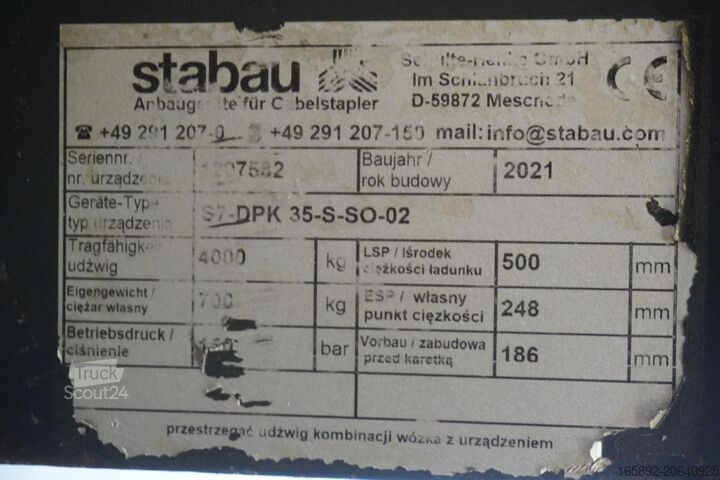 Gabel Stabau STABAU S7-DPK 35-S-SO-02, Breite 1250 mm