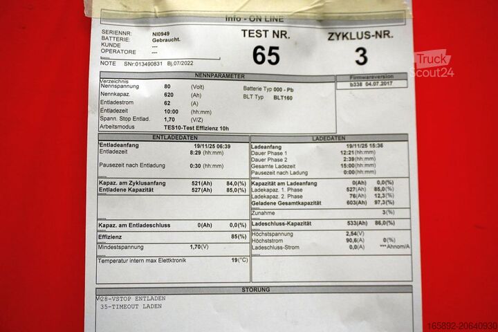 Batteria per carrello elevatore GRUMA 80 Volt 4 PzS 620 Ah