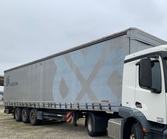 Auflieger mit Pritsche & Plane KÖGEL SN Standard Joloda_ Rungentaschen_ BPW_ Hubdach