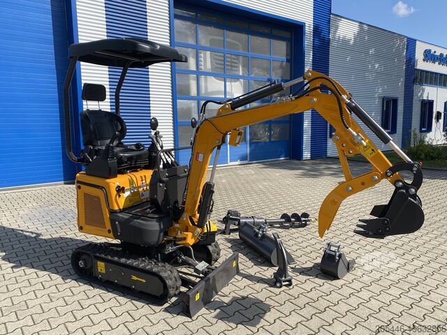 Miniescavatore con pacchetto di accessori di dimensioni ridotte Berger Kraus BK1300JSR mit Kubota Motor + Schwenkarm