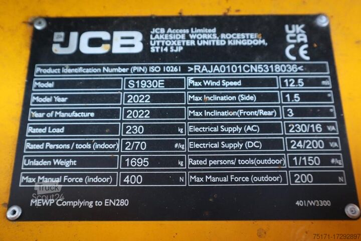 Schaarlift JCB S1930E Valid inspection, *Guarantee! 8m Working He