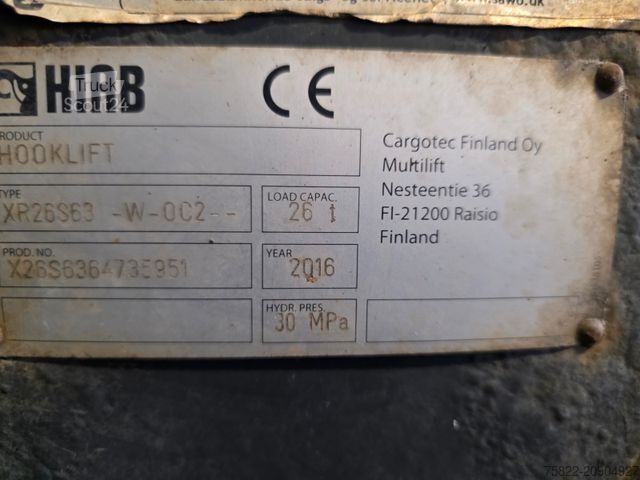 Kanca kasalı yük kamyonu (roll-off) MERCEDES-BENZ Arocs Aufbau Haken Hook Hiab XR26 / Meiller